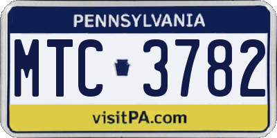 PA license plate MTC3782