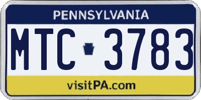 PA license plate MTC3783