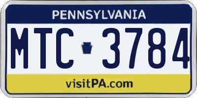 PA license plate MTC3784
