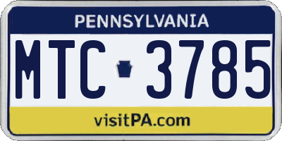 PA license plate MTC3785