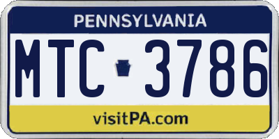 PA license plate MTC3786