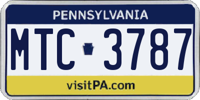 PA license plate MTC3787