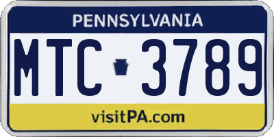 PA license plate MTC3789