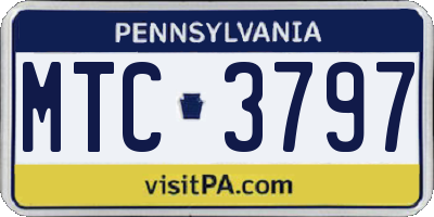 PA license plate MTC3797
