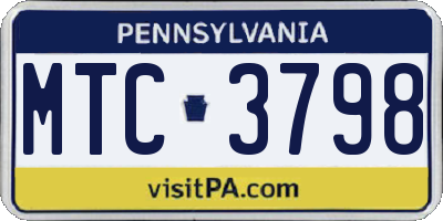 PA license plate MTC3798