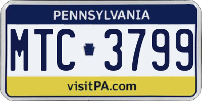 PA license plate MTC3799