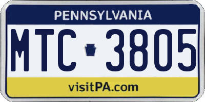PA license plate MTC3805