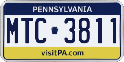 PA license plate MTC3811