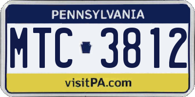 PA license plate MTC3812