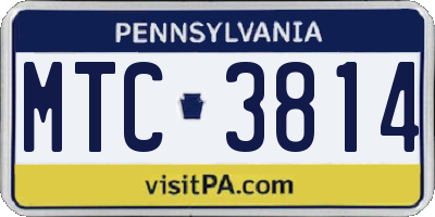 PA license plate MTC3814