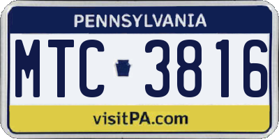 PA license plate MTC3816