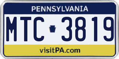 PA license plate MTC3819