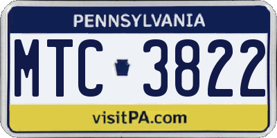 PA license plate MTC3822
