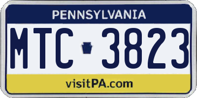 PA license plate MTC3823