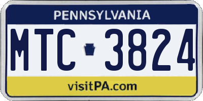 PA license plate MTC3824
