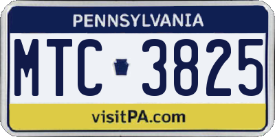 PA license plate MTC3825