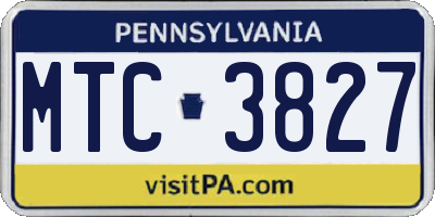 PA license plate MTC3827
