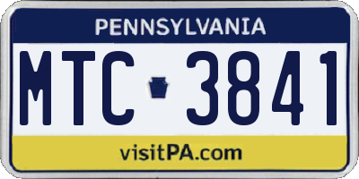 PA license plate MTC3841