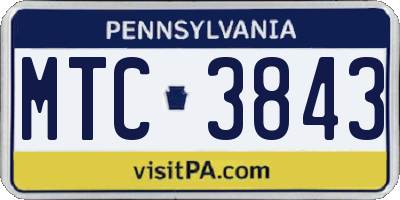 PA license plate MTC3843
