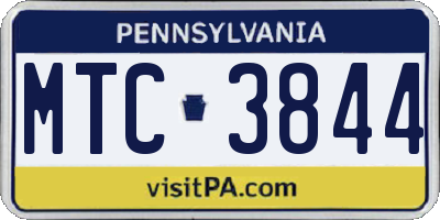 PA license plate MTC3844
