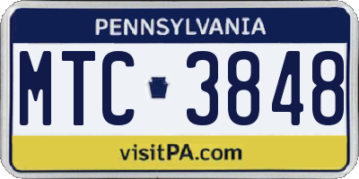 PA license plate MTC3848