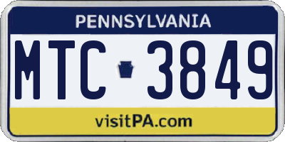 PA license plate MTC3849