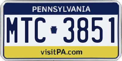 PA license plate MTC3851
