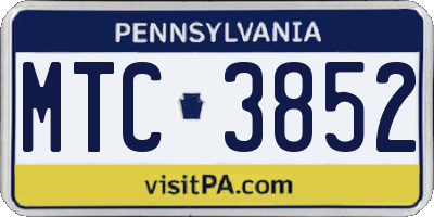 PA license plate MTC3852