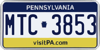 PA license plate MTC3853