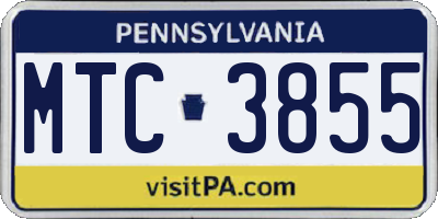 PA license plate MTC3855