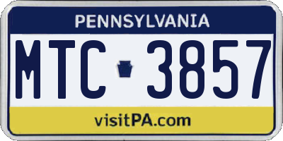PA license plate MTC3857