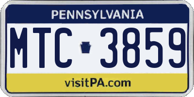 PA license plate MTC3859
