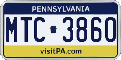 PA license plate MTC3860