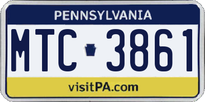 PA license plate MTC3861