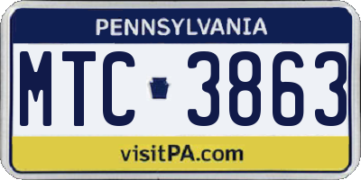 PA license plate MTC3863
