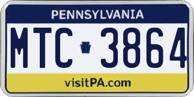 PA license plate MTC3864
