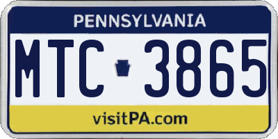 PA license plate MTC3865