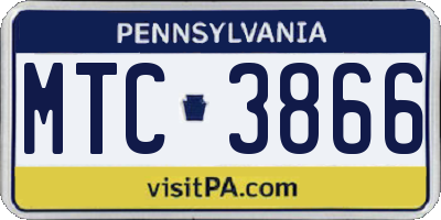 PA license plate MTC3866