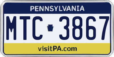 PA license plate MTC3867
