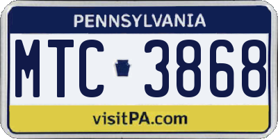 PA license plate MTC3868