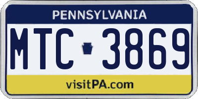 PA license plate MTC3869