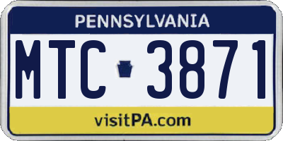 PA license plate MTC3871