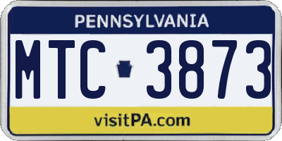 PA license plate MTC3873