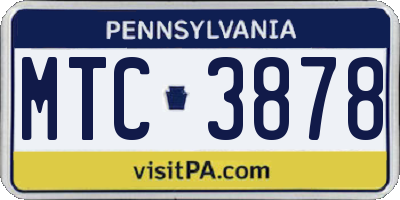 PA license plate MTC3878