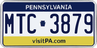 PA license plate MTC3879