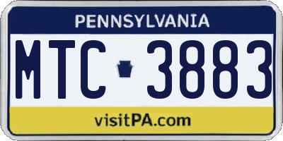 PA license plate MTC3883