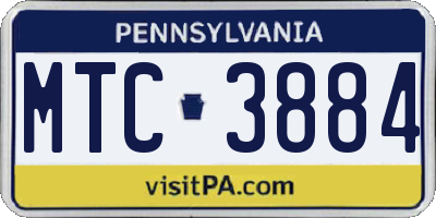 PA license plate MTC3884