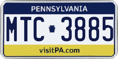 PA license plate MTC3885