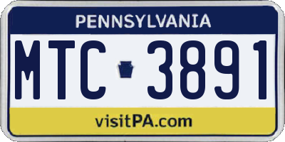 PA license plate MTC3891