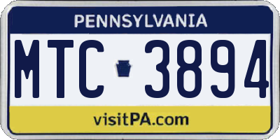 PA license plate MTC3894